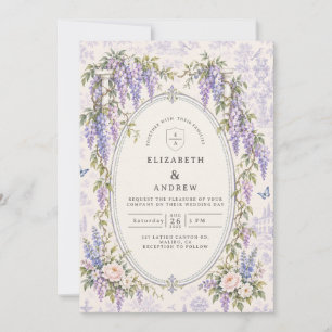 Convites Casamento no Jardim Romântico de Wisteria
