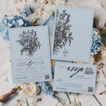 Casamento no Jardim Romântico Floral Vintage Azul