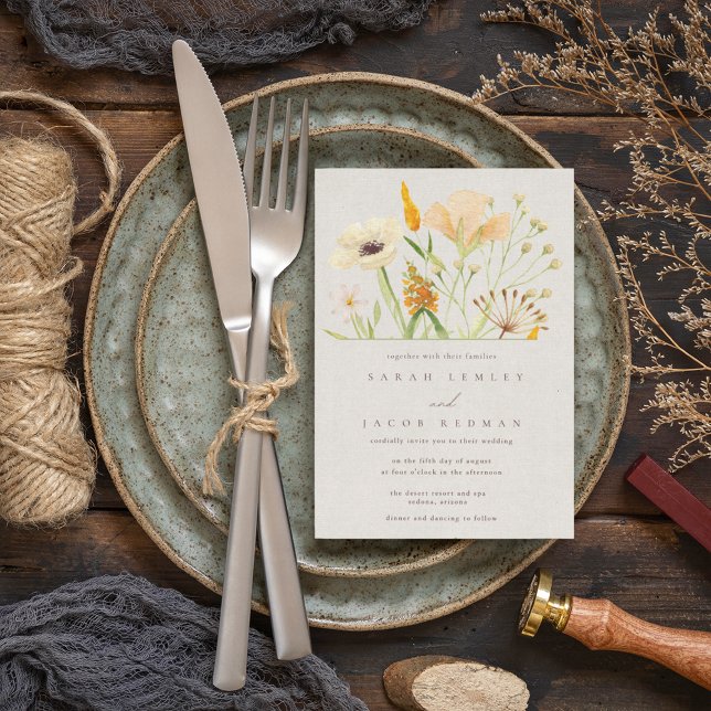 Convites Casamento no Jardim Simples Flores Silvestres Botâ (Criador carregado)