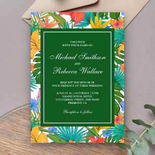 Convites Casamento no Jardim Tropical Exótico Colorido
