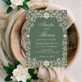 Convites Casamento no Jardim Verde Elegante