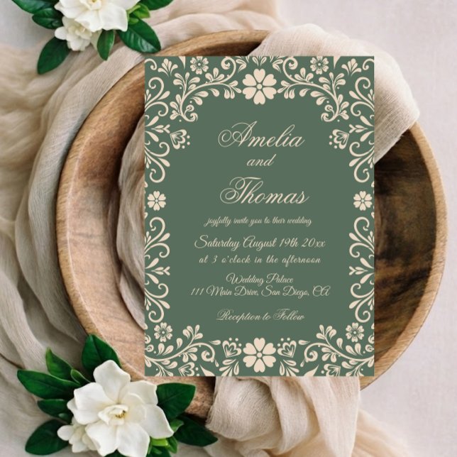 Convites Casamento no Jardim Verde Elegante (Criador carregado)