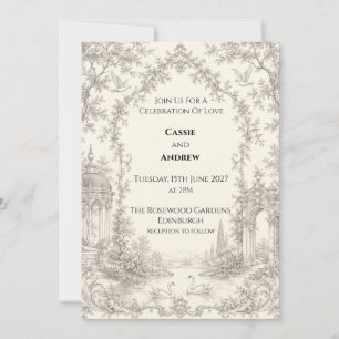 Convites Casamento no Jardim Vintage Toile Swan Lake