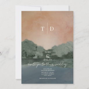 Convites Casamento no lago com montanhas inspiradas em aqua