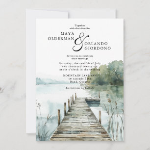 Convites Casamento no Lago da Montanha em Aquarela
