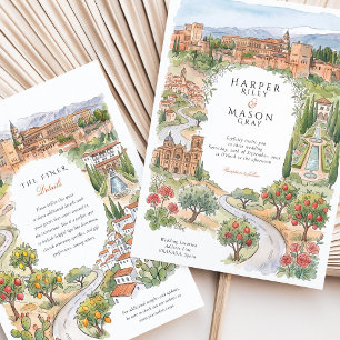 Convites Casamento no Palácio Alhambra em Granada, Espanha