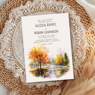 Convites Casamento no Parque Country Watercolor do Lago de