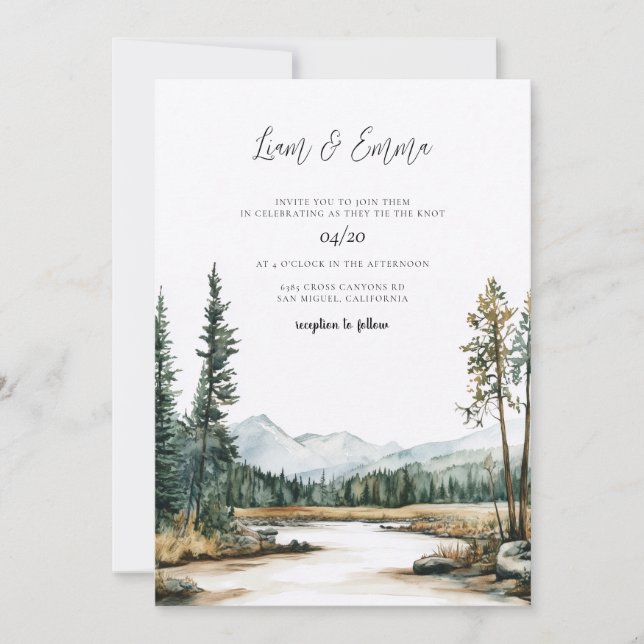 Convites Casamento no Parque Nacional de Yellowstone (Frente)