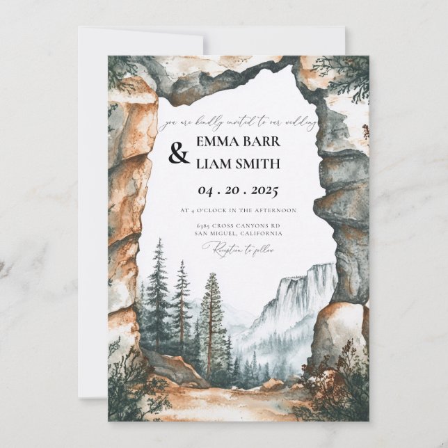 Convites Casamento no Parque Nacional de Yosemite (Frente)