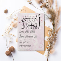 Casamento no Pátio do Café Bistrô Desenhado à Mão