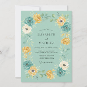 Convites Casamento no Prado Floral Turquesa