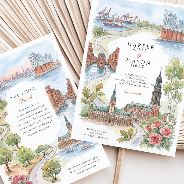 Convites Casamento no Speicherstadt da Elbphilharmonie de H (Criador carregado)