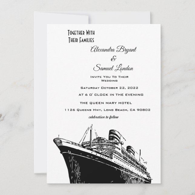 Convites Casamento no Tabordo de Navio com Tema Náutico (Frente)