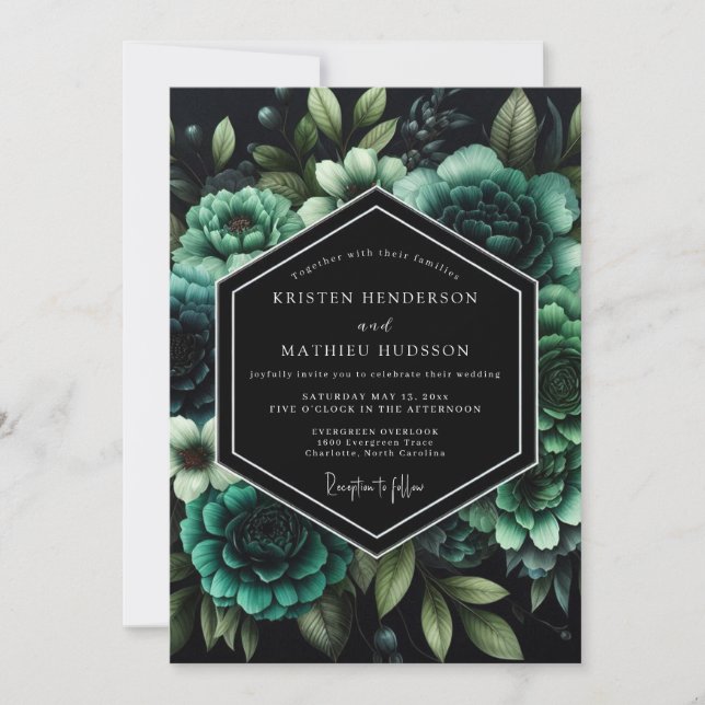Convites Casamento Nocturno Esmeralda Moody (Frente)