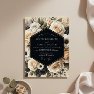 Convites Casamento Nocturno Floral Creme