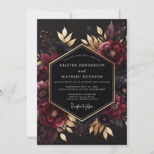 Convites Casamento Noir Dourado Borgonha