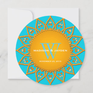 Convites Casamento Noivado Aqua e Laranja Sunshine