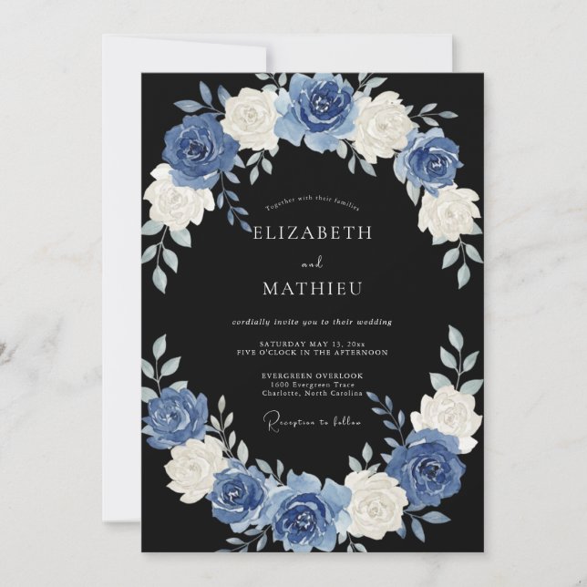 Convites Casamento Noturno Black Regal (Frente)