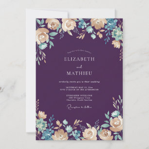 Convites Casamento Noturno com Atmosfera Moody Deep Purple