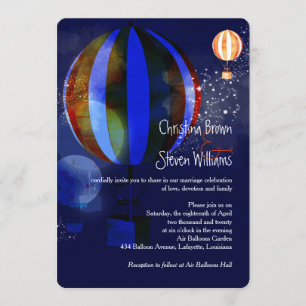 Convites Casamento Noturno com Balões ao Ar Livre sob o Amo