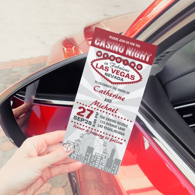 Convites Casamento noturno de Skyline na cidade de Las Vega (Criador carregado)