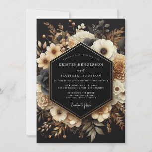 Convites Casamento Noturno Dourado Carvão