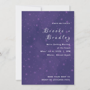 Convites Casamento Noturno Estrelado Roxo