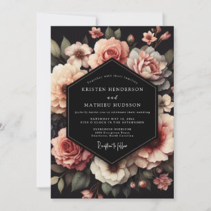 Convites Casamento Noturno Floral Rosado