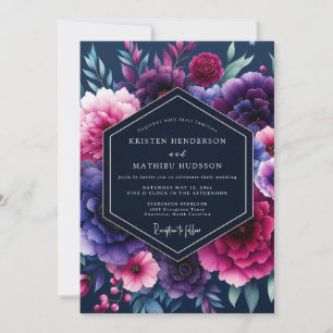 Convites Casamento Noturno Índigo Fúcsia