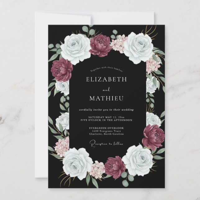Convites Casamento Noturno Opulento Preto (Frente)