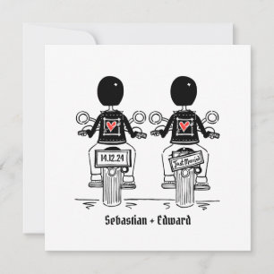 Convites Casamento Noturno Personalizado de Dois Noivos de 