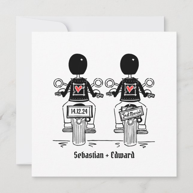 Convites Casamento Noturno Personalizado de Dois Noivos de  (Frente)