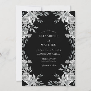 Convites Casamento Noturno Preto Ornamentado
