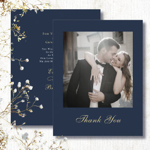 Convites Casamento Obrigado Azul Marinho Dourado Branco Scr