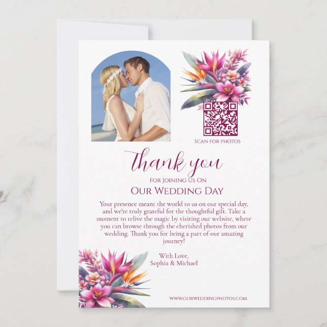 Convites Casamento Obrigado-Bliss Tropicais-Foto- (Frente)