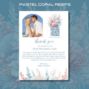Convites Casamento Obrigado-Pastel Coral Reef-Beach