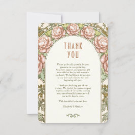 Convites Casamento Obrigado Vintage Art Nouveau Card