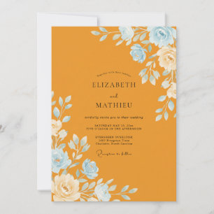 Convites Casamento Ochre Azure Ranunculus Eucalyptus