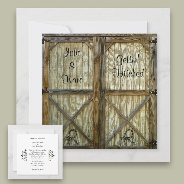 Convites Casamento Ocidental de Barn Door Cowboy (Criador carregado)