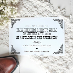 Convites Casamento Ocidental do Bold Vintage Cowboy
