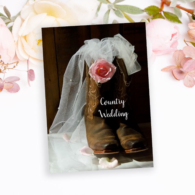 Convites Casamento Ocidental do Rosa do País Rosa e do Cowb (Criador carregado)