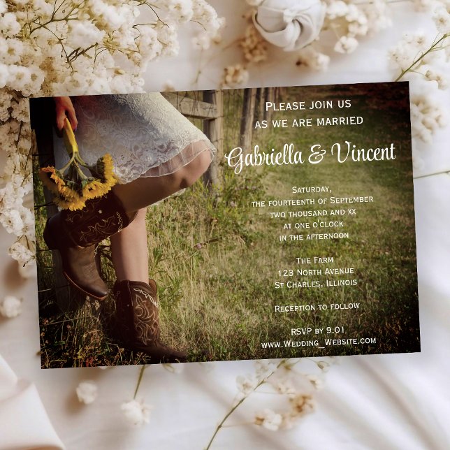 Convites Casamento Ocidental entre Cowgirl e Sunflower (Criador carregado)