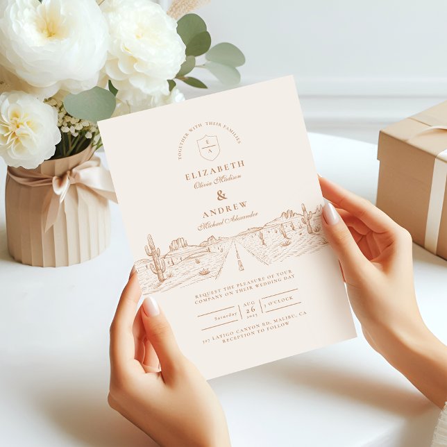 Convites Casamento Ocidental no Desert Road (Criador carregado)