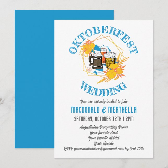 Convites Casamento OKTOBERFEST (Frente/Verso)