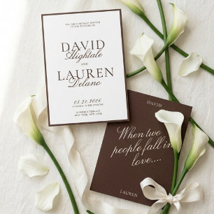 Convites Casamento Old Money Chocolate Preto