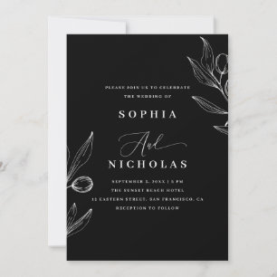 Convites Casamento Oleícola Botânico Negro - Código de Foto