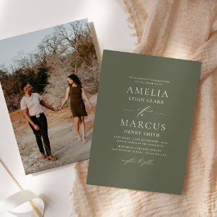 Convites Casamento Oliva de Letra Moderna e Elegante