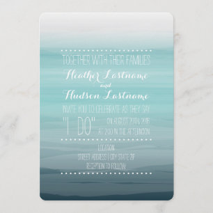 Convites Casamento Ombre Inspirado em Aquarela - Azul Turqu