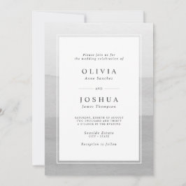 Convites Casamento Ombre Simples em Aquarela Cinza