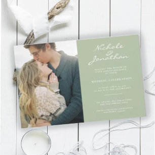 Convites Casamento Online com Foto Virtual em Tons de Sage 